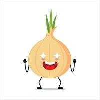 Excited Shiny Eyes Onion Stand Alone Vector Illustration Character