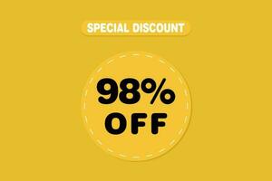 98 percent Sale and discount labels. price off tag icon flat design. vector