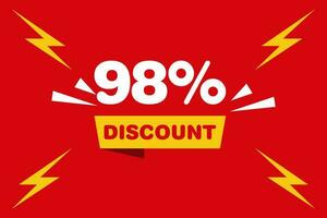 98 percent Sale and discount labels. price off tag icon flat design. vector