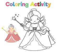 colorante actividad para niños. colorante hada cuento medieval Reino. vector archivo.