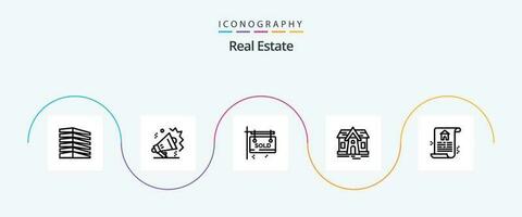 Real Estate Line 5 Icon Pack Including building . real estate. real estate . sold . board vector