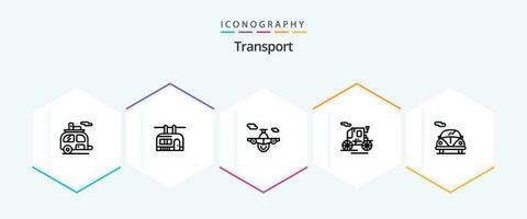 Transport 25 Line icon pack including car. transport. travel. old transportation. world vector