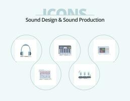 Sound Design And Sound Production Flat Icon Pack 5 Icon Design. keyboard. studio. sound. monitor. headphone vector