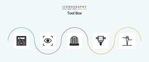 Tools Line Filled Flat 5 Icon Pack Including . jackhammer. vector