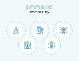 Womens Day Blue Icon Pack 5 Icon Design. mobile. love. day. day. women vector