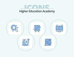 Academy Blue Icon Pack 5 Icon Design. tutorial. search. online. presentation vector