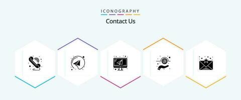 Contact Us 25 Glyph icon pack including communication. email. email. support. message vector