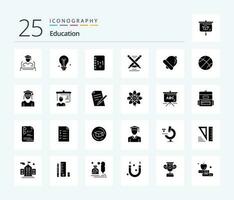Education 25 Solid Glyph icon pack including basketball. bell. notebook. alarm. pencil vector