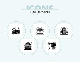 City Elements Glyph Icon Pack 5 Icon Design. living area. city. car. building. finance vector