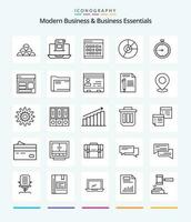 Creative Modern Business And Business Essentials 25 OutLine icon pack  Such As events. date. communication. calendar. mail vector