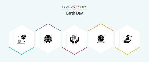 Earth Day 25 Glyph icon pack including ecology. environment. green. ecology. badge vector