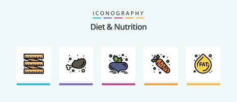 dieta y nutrición línea lleno 5 5 icono paquete incluso piña. dieta alimento. dieta. cintura. dieta. creativo íconos diseño vector