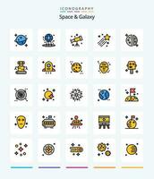 Creative Space And Galaxy 25 Line FIlled icon pack  Such As planet. destroyed. space. astronomy. space vector