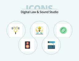 Digital Law And Sound Studio Flat Icon Pack 5 Icon Design. idea. protected ideas. module. reference. kamerton vector