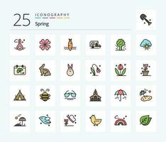 Spring 25 Line Filled icon pack including apple tree. tree. carrot. spring. car vector