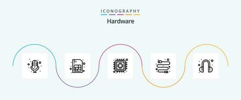 Hardware Line 5 Icon Pack Including . microchip. support. headset vector