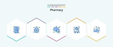 Pharmacy 25 Blue icon pack including medicine. capsule. medical. supplies. medical vector