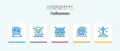 Halloween Blue 5 Icon Pack Including halloween. death. ghost. dead. halloween. Creative Icons Design vector