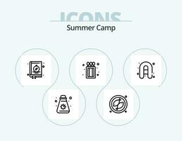 Summer Camp Line Icon Pack 5 Icon Design. . camping. gas. location. match box vector