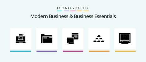 Modern Business And Business Essentials Glyph 5 Icon Pack Including notes. files. archive. sticky. file. Creative Icons Design vector