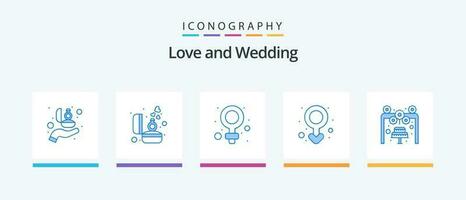 Wedding Blue 5 Icon Pack Including male sign. male. gift. gender. woman. Creative Icons Design vector