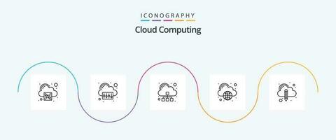 nube informática línea 5 5 icono paquete incluso editar. nube. globo. nube informática vector