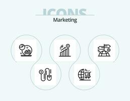 Marketing Line Icon Pack 5 Icon Design. marketing. watch. imagination. time. locate vector