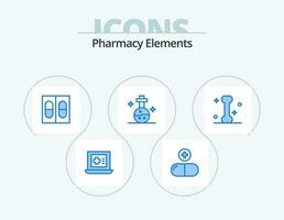 Pharmacy Elements Blue Icon Pack 5 Icon Design. . bone. pills. medical. medical vector