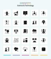Creative Science And Technology 25 Glyph Solid Black icon pack  Such As science. laboratory. microscope. ecolab. eco testing vector