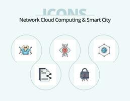 Network Cloud Computing And Smart City Line Filled Icon Pack 5 Icon Design. data. cloud. connection. light. electricity vector