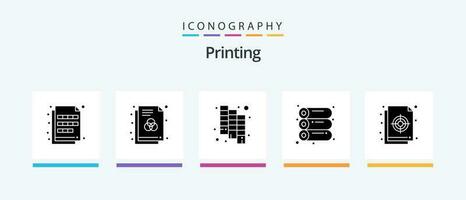 Printing Glyph 5 Icon Pack Including palette. circular. color. printing. machine. Creative Icons Design vector