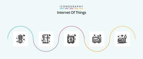 Internet de cosas línea 5 5 icono paquete incluso Wifi. hogar. negocio herramientas. microonda. Cocinando vector