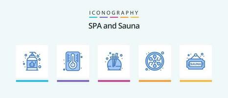 Sauna Blue 5 Icon Pack Including . tag. scent. sign. fitness. Creative Icons Design vector