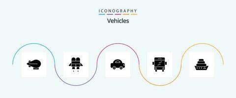 Vehicles Glyph 5 Icon Pack Including . bus. liner vector