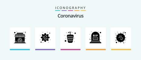 coronavirus glifo 5 5 icono paquete incluso influenza. rotura. mano lavar. mortalidad. contar. creativo íconos diseño vector