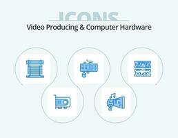 Video Producing And Computer Hardware Blue Icon Pack 5 Icon Design. mouse. interface. music. device. cpu vector