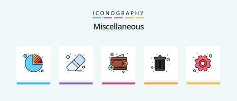 Miscellaneous Line Filled 5 Icon Pack Including photo. file. warning. error. Creative Icons Design vector