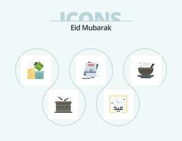 eid Mubarak plano icono paquete 5 5 icono diseño. mubarak. invitación. Luna. tarjeta. compras vector