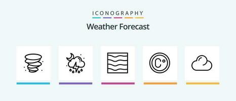 Weather Line 5 Icon Pack Including snowflakes. frost. cloud. gps. compass. Creative Icons Design vector