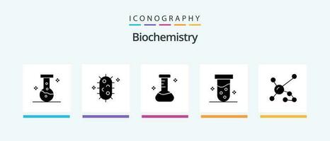 Biochemistry Glyph 5 Icon Pack Including dna. biochemistry. flask. atom. test. Creative Icons Design vector