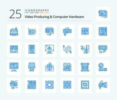 Video Producing And Computer Hardware 25 Blue Color icon pack including mouse. interface. computer. device. power vector