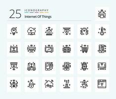 Internet Of Things 25 Line icon pack including internet. headphone. home network. device smart. circuit vector