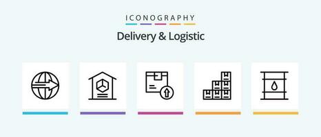 Delivery And Logistic Line 5 Icon Pack Including logistic. box. product. secure. lock. Creative Icons Design vector