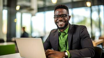 un sonriente americano-africano empresario generado ai foto