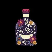 Bottle with patterns. Mexican set. Vector. This illustration can be used to enhance Mexican-themed designs, such as advertisements, event invitations, or product packaging, with its vibrant vector