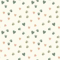 Dog Paw Cat Paw heart love puppy foot print kitten vector Seamless Pattern wallpaper background. Good for textile, fabric, zoo shops advertising, wrapping paper