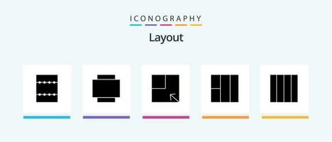 Layout Glyph 5 Icon Pack Including . layout.. Creative Icons Design vector