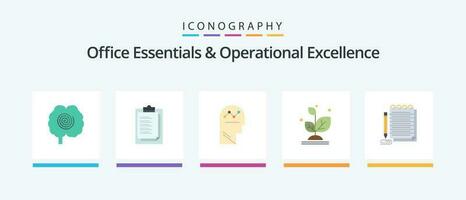 Office Essentials And Operational Exellence Flat 5 Icon Pack Including notepad. growth. user. grow. thinking. Creative Icons Design vector