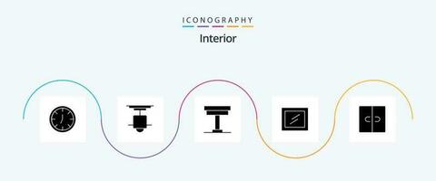 Interior Glyph 5 Icon Pack Including furniture. closet. chair. mirror. table vector