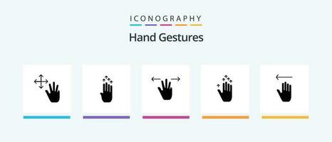 Hand Gestures Glyph 5 Icon Pack Including arrow. up. up. hand arrow. three fingers. Creative Icons Design vector